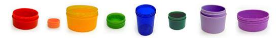 Colored Plastic Jars and Caps for Body Sugaring Products and for use with sugar warmers